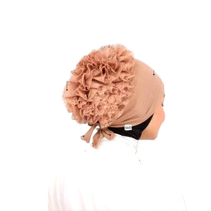 Ciput topi Cepol Turki Renda Brokat Dalaman Jilbab Kerudung seruty turkey coklat 1