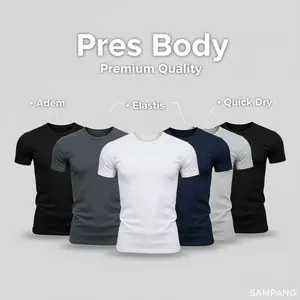 SAMPANG Paket 6 PCS Kaos Pria Polos Slim Fit Bahan Cotton Rib Elastis Nyaman Dipakai Harian Pres Body Adem & Elastis