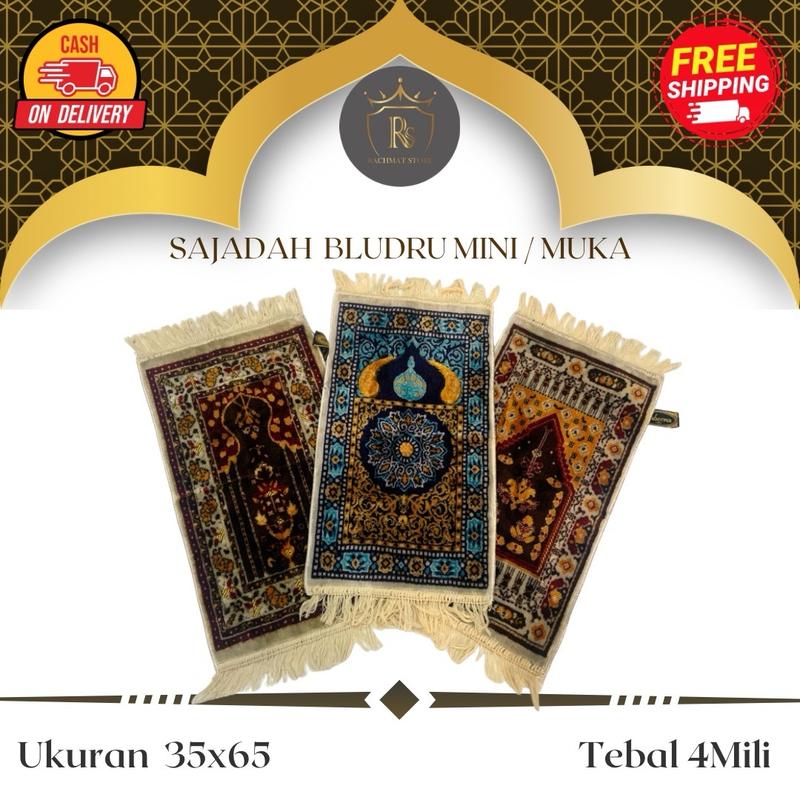 Rachmat Store Sajadah Bludru Premium Mini Muka Tebal Ukuran 35x65 Bahan Halus Lembut dan Sudah Ada Anti Slip  Muslim Nyaman Turki Haji 7