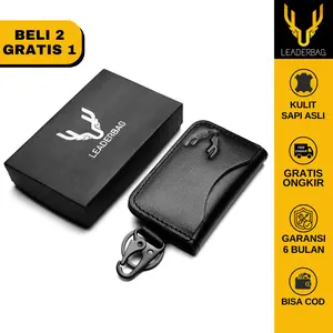 Leaderbag Dompet STNK Mobil Kulit Sapi Asli Hitam Premium Gantungan Kunci Kendaraan Simpel Waterproof Multifungsi PABLO NATURAL