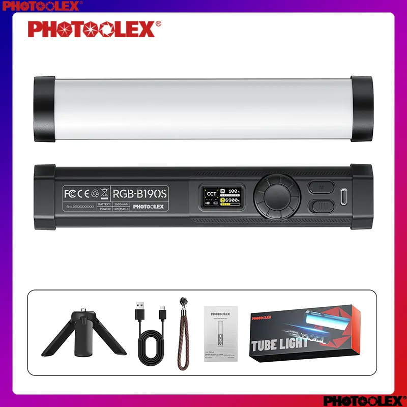 PHOTOOLEX B190S Đèn LED RGB Cầm Tay, Đèn Tạo Hiệu Ứng Ánh Sáng