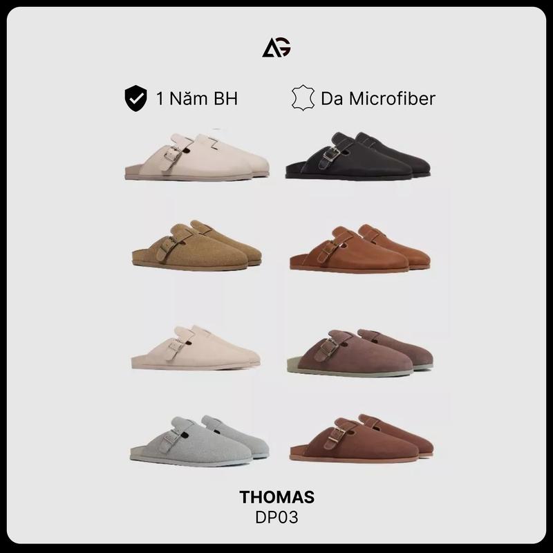  Dép Nam Nữ Dáng Sục Birken Da Lộn Cao Cấp August Thomas Slip-on Cài Quai Bảo Hành 12 Tháng DP03T-V-D-N-G-W 