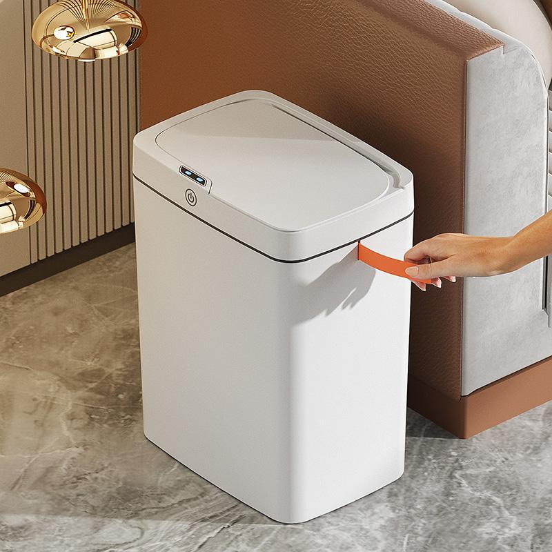 [ SG Stocks ] Automatic Sensor Trash Can, One-Click Packaging, Slim Edge, White, Rechargeable, DrawstringKitchen, Bathroom, Dining Room, Balcony, Small Area, Trash Bags, 6