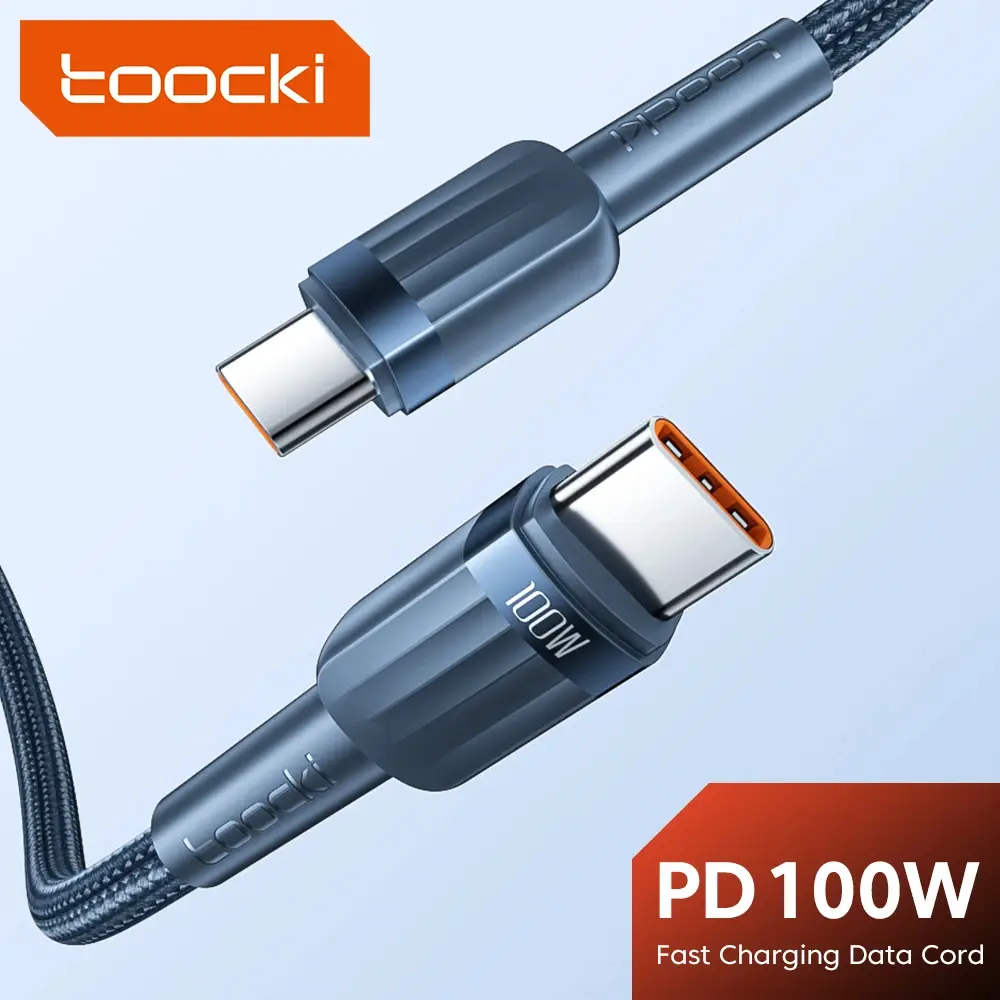 Toocki PD USB Type C To USB C Cable Fast Charge 60W 100W Type C Charging Cord For Huawei Xiaomi Samsung C To C Cable Data Wire Cellphone Smartphone Mobile Charger