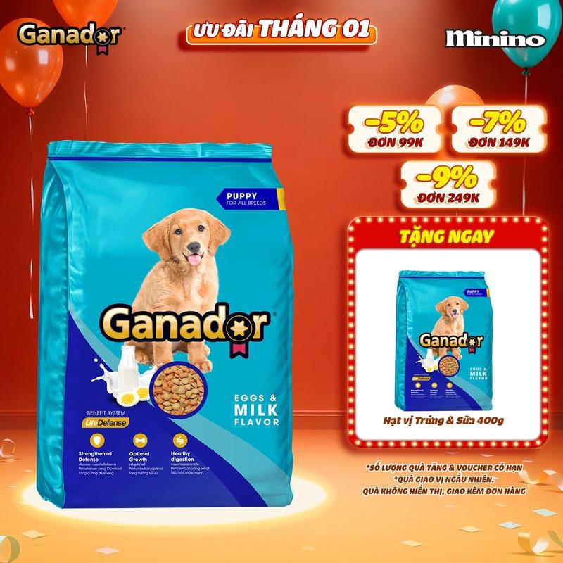 Thức ăn hạt Ganador cho chó con vị Trứng & Sữa 3kg