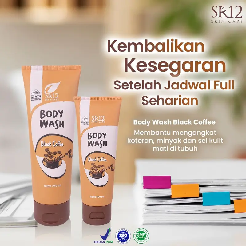 SR12 Body Wash Coffee Sabun Mandi Cair Aroma Kopi Dengan Butiran Scrub Mencerahkan Dan Menyamarkan Noda Hitam 2