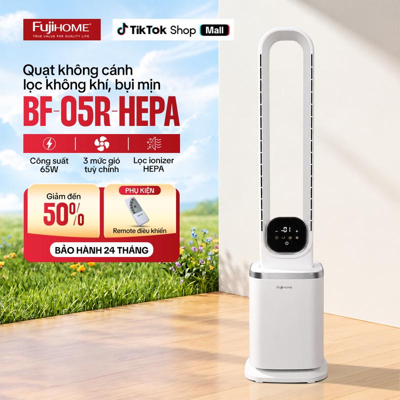 Quạt không cánh lọc không khí HEPA và Ion Fujihome BF-05R-HEPA