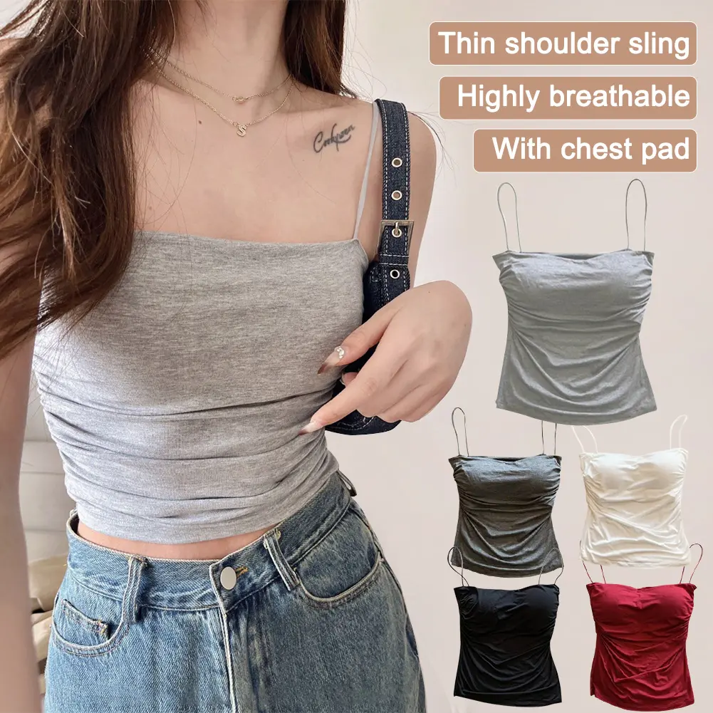 Áo Hở Eo, Áo Hai Dây Mỏng Không Tay, Dành Cho Nữ, Phong Cách Bodycon, Có Đệm Ngực, Thời Trang Và Thường Ngày Thích Hợp Cho Phụ Nữ Chuyên Nghiệp, Đồ Lót, Mùa Hè Top Women