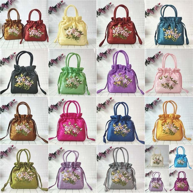quà 20 tháng 10 quà tặng mẹ quà sinh nhật nữ Túi Xách Nữ Xinh Túi Xách Nữ Tết 2025 Túi Xách Nữ Tặng Mẹ Túi Dây Rút Hanfu Hình Lá Túi Cho Mẹ Thanh Lịch Ví Nhỏ Bằng Lụa Satin Túi Đựng Ví Túi Ăn Trưa Túi Túi Xách Thêu Hoa