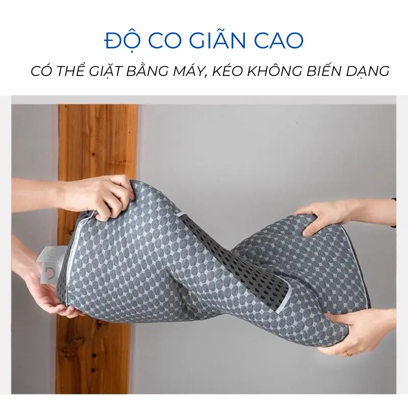 GỐI NGỦ CÔNG THÁI HỌC DỆT KIM, GỐI ÔM 1M1x30 DÀI CĂNG BÔNG TRẮNG 3