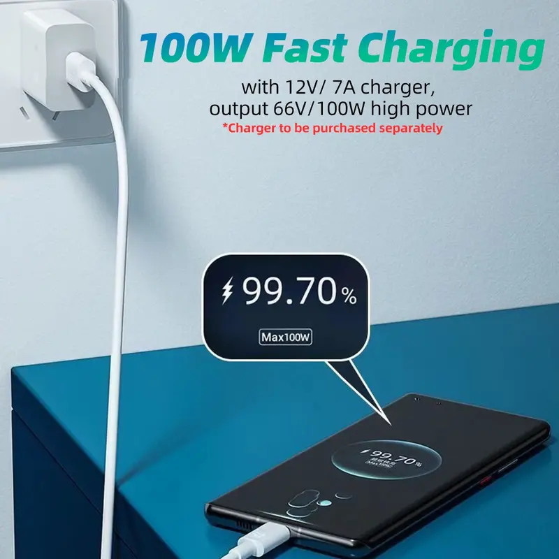 Cáp Type C sạc siêu nhanh, 7A 100W, dành cho Huawei P40, P30, Mate 40, USB sạc nhanh, Dây dữ liệu, dành cho Xiaomi Mi 12 Pro, Oneplus, Redmi Phone Phụ Kiện 4