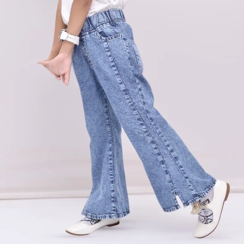 Hokkids wear - Celana cutbray snow Jeans anak perempuan usia 4-11th . cutbray pants snow pinggang karet Fashion