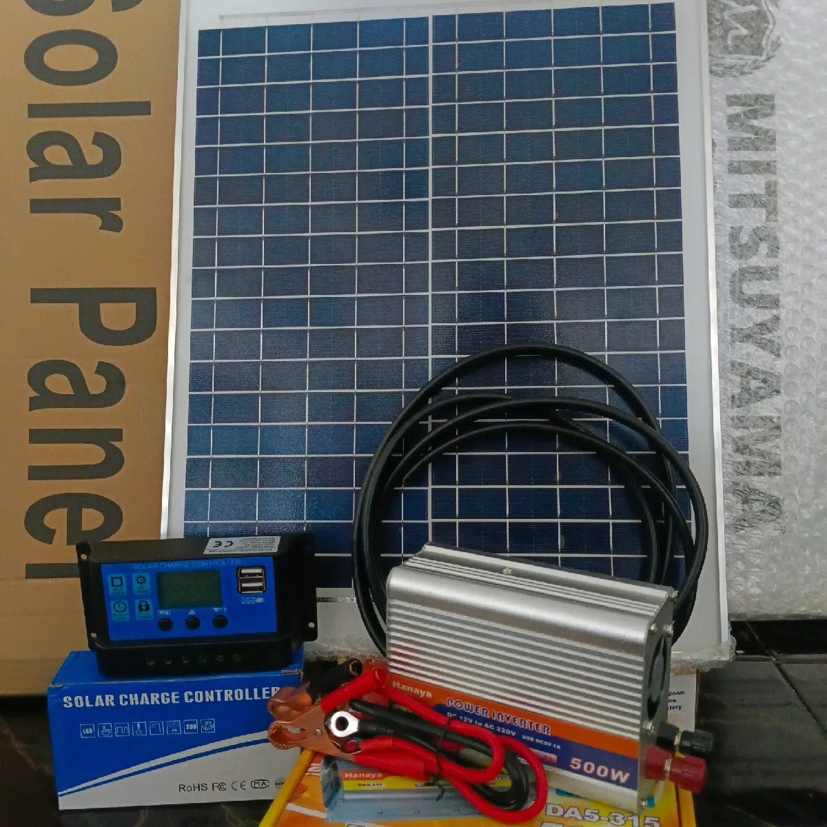 Panel Surya Set 20 Wp Inventer 500 dc to ac solar control free kabel