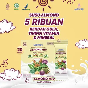 Momsy Almond Mix [FREE ONGKIR], Minuman Almond Rasa Vanila 20 sachet BPOM & HALAL