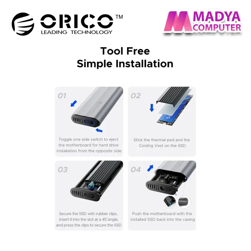 ORICO AXM2-G2-V1 Case External SSD M.2 2280/ 2242 Nvme Enclosure with Silicone Protective Case