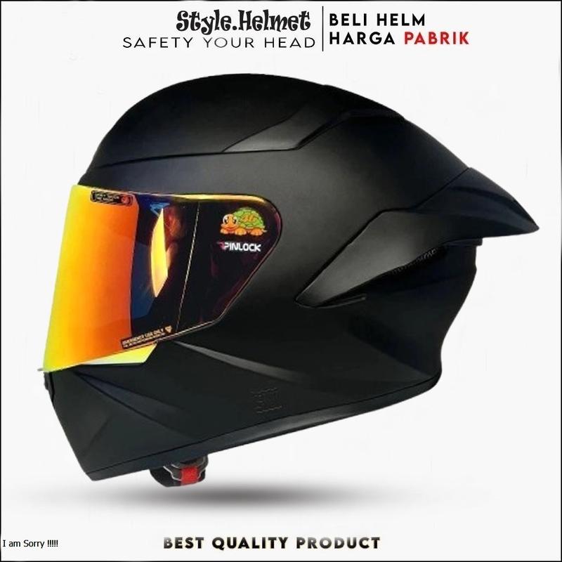 Helm Full Face Mla TTC Crypton Paket Ganteng Kaca Red Gold-Solid White Glosy Kekinian SNI Motorcycle 1