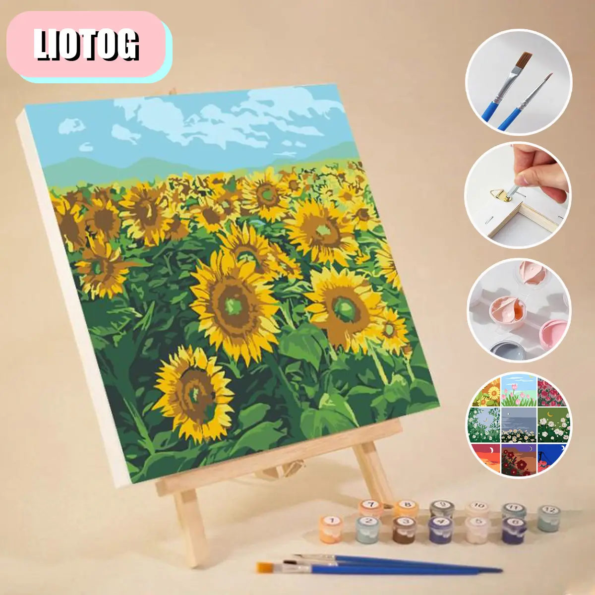 LIOTOG Digital Oil Painting By Numbers 20X20CM Canvas Frame Number Painting Home Decor Wall DIY Painting