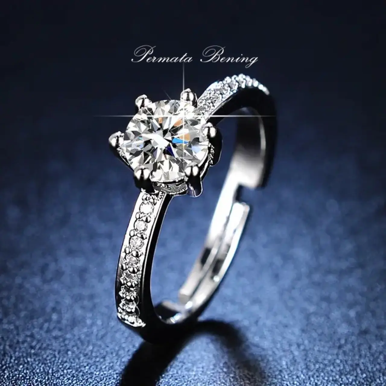 Permata Bening Cincin Wanita Perhiasan M Mengenalkan 'Permata Bening Cincin Wanita Perhiasan Mewah Cantik Elegan Estetik Ring Adjustable Dengan Diamond Zirconia Original