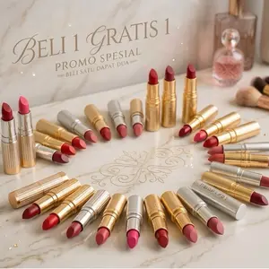 Paket 2 Pcs Lipstik Putar Matte Glossy Awet Tahan Lama Berbagai Warna Cantik untuk Penggunaan Sehari-hari [Buy 1 Get 1] Kosmetik Elegan - Lipstick