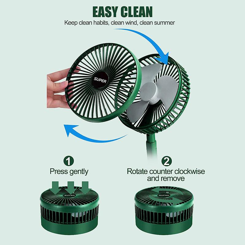 Product Introduction of Telescopic Folding Fan Rechargeable Mini Desk Fan / USB Portable Fan / Table Fan Strong Wind Quiet Adjustable Kipas 29