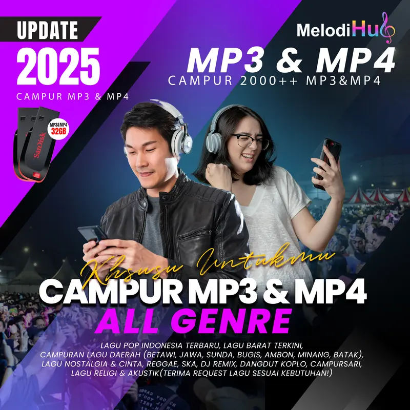 SanDisk Flashdisk Musik Campur MP3 MP4 64GB Garansi Tahu