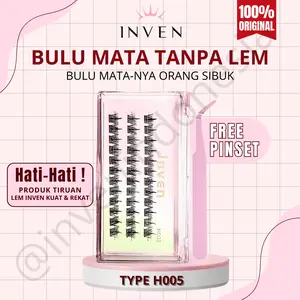 (LANGSUNG TEMPEL) INVEN H005 Bulu Mata Palsu TANPA LEM Premium Mega Volume Look kode : H005 FREE PINSET / Tweezer hasil natural Eyelash  Lashes Extension Bulumata   27 Pcs Natural Dengan Pinset Gratis