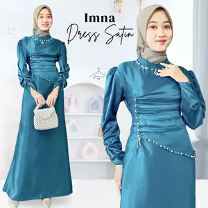 IMNA DRESS MAXI KONDANGAN GAUN PESTA MERMAID ATASAN GAMIS WANITA SATIN TERMURAH VIRAL PREMIUM (AMD)
