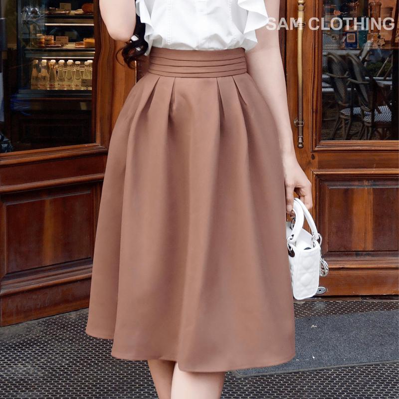 Chân váy công sở Chân váy xoè xếp ly cạp cao có túi 2 bên sườn dài 68cm SA003-CV07 Nữ Nhung