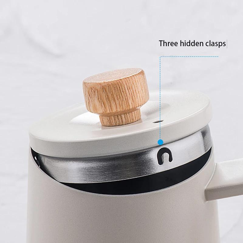 Product Introduction of 350/600ml Coffee Kettle Solid Wood Handle Narrow Mouth Swan Neck Pot Ear Hook Pot Vertical Water Drip Filter Coffee Pot Teapot 11