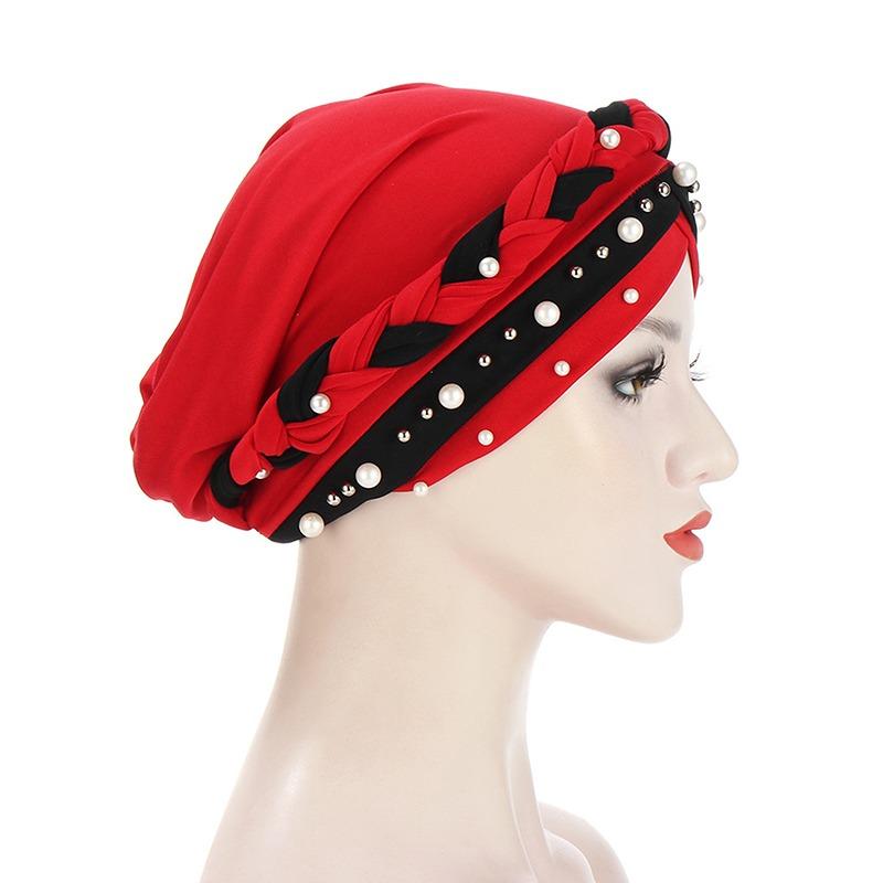 Product Introduction of Women Cap Braid Beads Turban Headscarf Islamic Head Wrap Lady 15