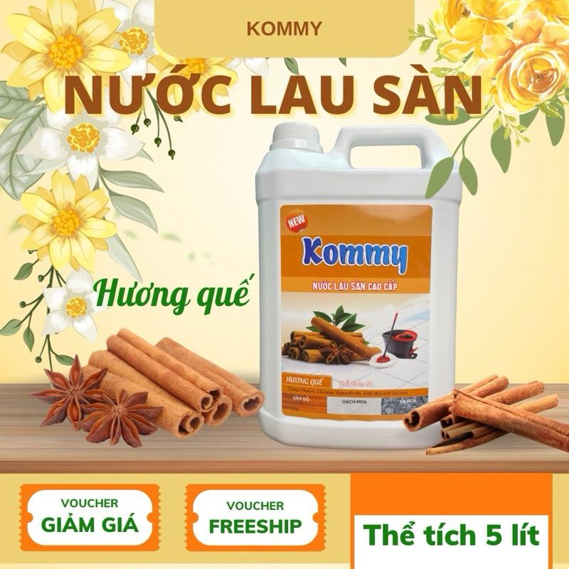  Can 5 lít nước lau sàn cao cấp KOMMY hương quế chanh sả hoa lyly. Đánh bay mọi vết bẩn trên sàn nhà phù hợp với mọi loại mặt sàn. 