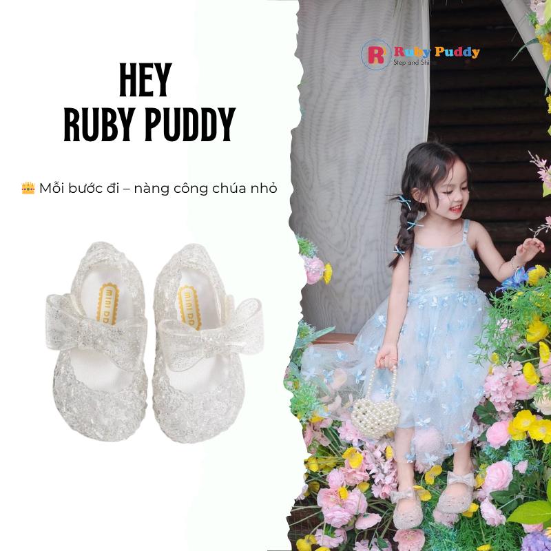 Giày Búp Bê Bé Gái - Giày Đính Nơ Chính Hãng MINI DD Chất Liệu Nhựa Thời Trang Siêu Thơm Siêu Xinh Dành Cho Bé Gái Sandal Dép Sandal