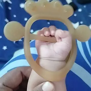 BAMBINO  Gelang Teether Bayi Lembut BPA Free Nano Silicone Mainan Gigitan Bayi Empeng Bayi Transparan Coklat Anti Bakteri untuk Usia 6-12 Bulan,gigitan bayi silikon