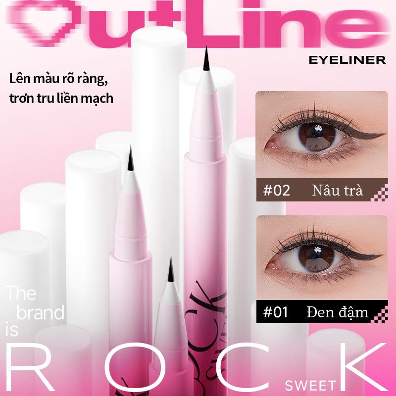  ROCKSWEET  Mascara Kẻ Mắt Nước Lâu Trôi Đầu Bút Mịn Không Thấm Nước Chống Mồ Hôi Chống Nhòe Dễ Sử Dụng Cho Người Mới Màu Nâu Trà Sắc Tố Cao 