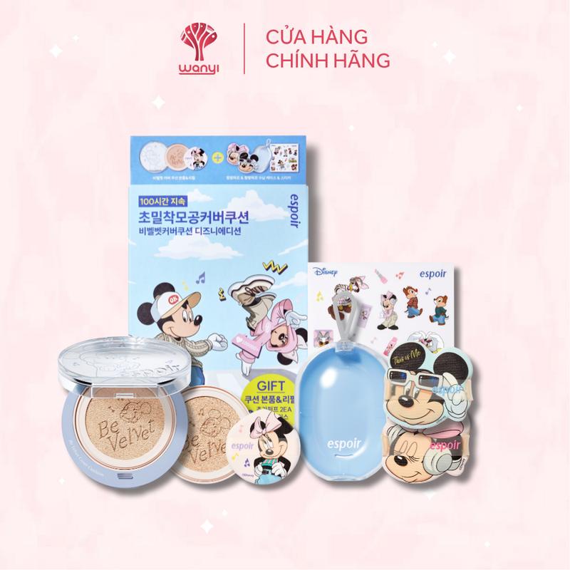 Phấn Nước Che Phủ Bền Màu Phiên Bản Giới Hạn Espoir Be Velvet Cover Cushion Disney Edition 13g (Kèm Refill và 2 Mút)