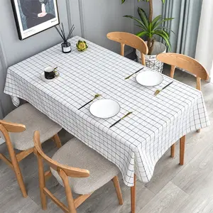 [BISA COD]Taplak Meja Makan Motif Kotak-Kotak Bahan Plastik Anti Air Ukuran 137 X 180cm