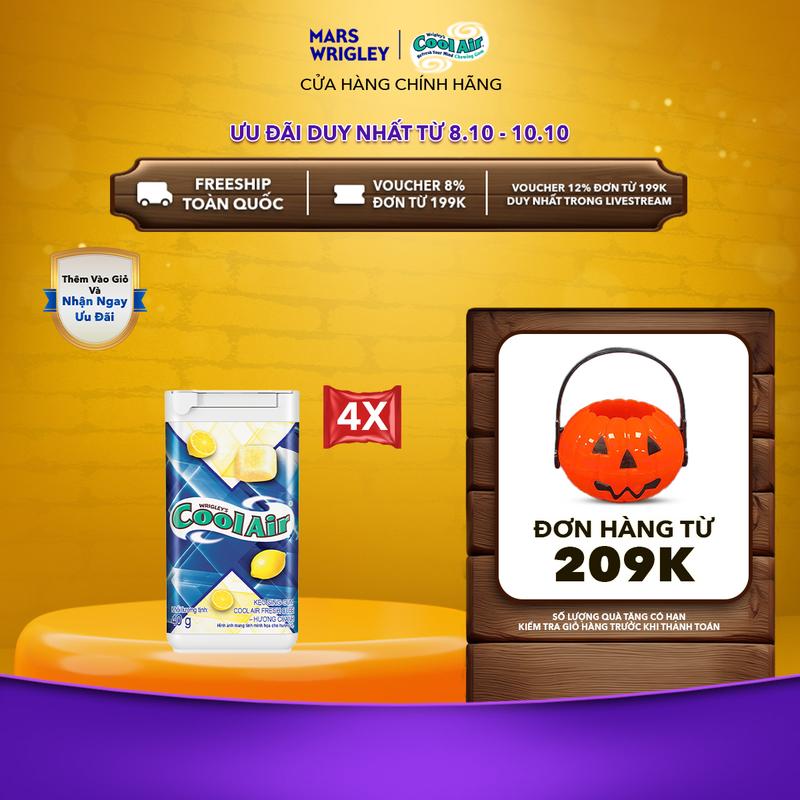 Combo 4 Kẹo Sing-Gum Cool Air Fresh Cube Lemon - Hương Chanh 40g