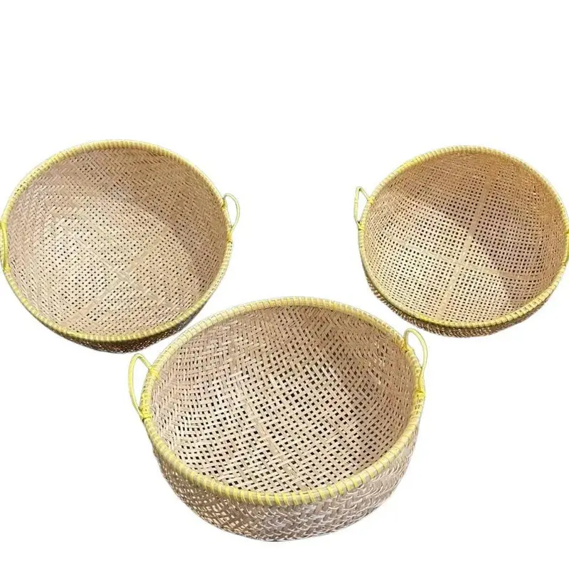 1 Set Isi 3 Ayakan Saringan Kalo Tompo Tanggok Bambu Serbaguna Tempat Wadah Penyimpanan Kitchenware 0