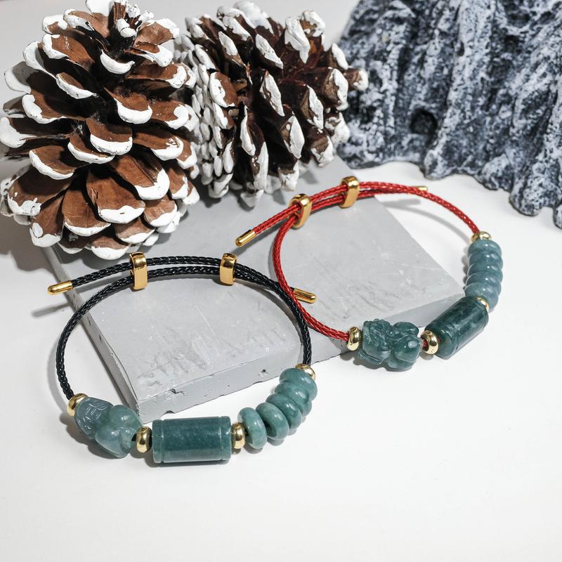 Vòng tay lam ngọc dây cáp tì hưu, hồ ly  lu thống, ngũ điếu trợ tài lộc, tình duyên, may mắn