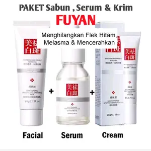 PAKET 3 IN 1 FUYAN KUMPLIT FACIAL , & CREAM  Mencerahkan , Menghilangkan Plek hitam dan plasma Membersihkan Memutihkan Wajah Mengencangkan Memudarkan Perawatan serum essence