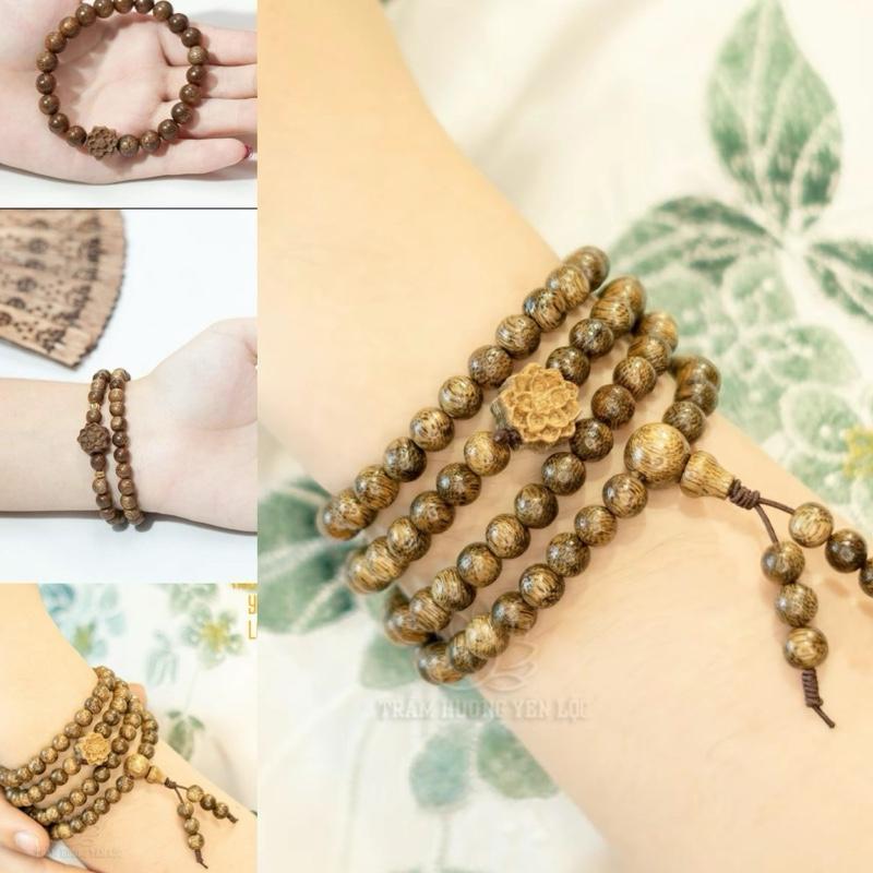 Vòng tay trầm hương hoa sen