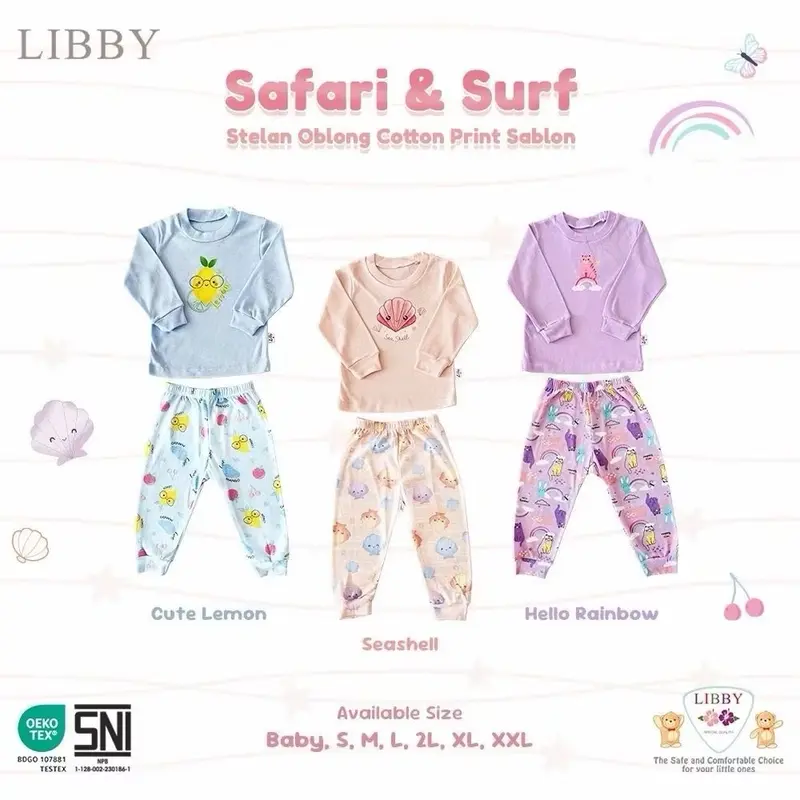 Libby Setelan Anak PANJANG - PANJANG OBLONG TIPIS COTTON MOTIF / 2L-XL-XXL SETELAN OBLONG TIPIS / Kaos Setelan Panjang TIPIS Harian UNISEX 1