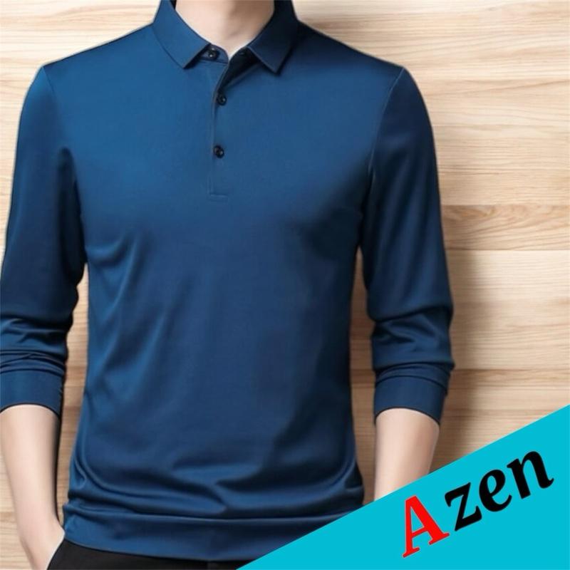 Áo POLO Dài Tay Nam Nữ Slimfit Co Giãn 4 Chiều Chất Liệu 95% Cotton Hàn Quốc Màu Xanh Đen Đa Dạng Size Thoáng Khí Chống UV - Azen.