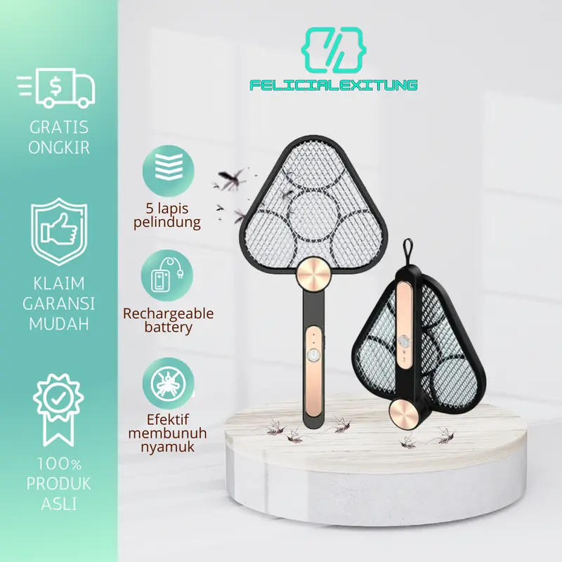 UPUPIN Raket Nyamuk Multifungsi Perangkap Nyamuk 2 in 1 dengan Lampu Gantung & Pemukul Nyamuk Listrik Baterai 2000mAh Portable dan Rechargeable 0