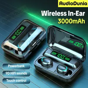 【COD】Earphone TWS F9 Powerbank 3000mAh Hi-Fi Sounds Headset Bluetooth 5.3 Multifungsi