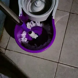 COD - Alat pel putar dan ember dengan set pemeras, sistem ember pel 360°, alat pel ajaib untuk membersihkan lantai, alat pel hemat tenaga dengan pegangan yang dapat ditarik Gagang Kain