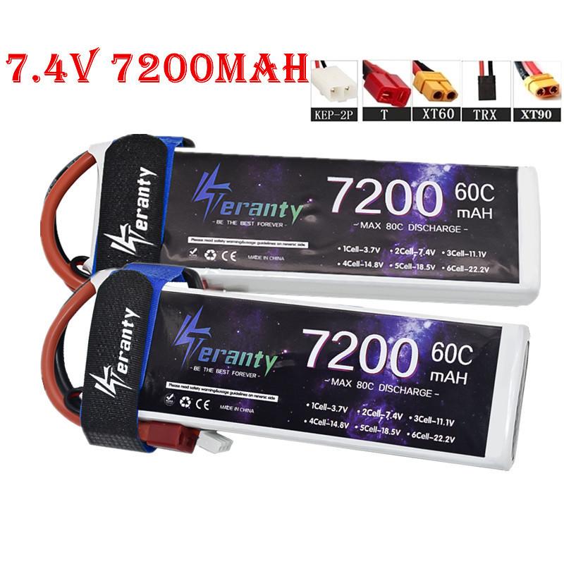 【DQ】Pin LiPo nâng cấp 7200mAh 7.4V 60C 2S với đầu nối T/TRX/XT90, phụ tùng cho…