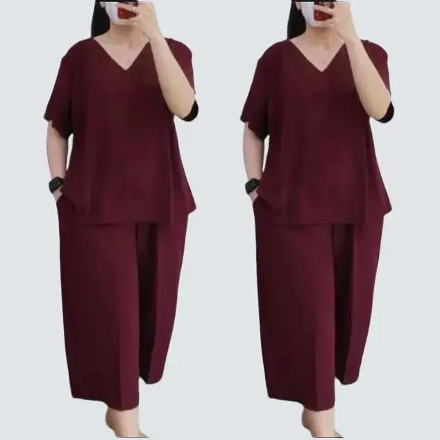 Setelan Andin Crinkle Terbaru Jumbo Wanita Airflow - Baju Celana Airflow 0