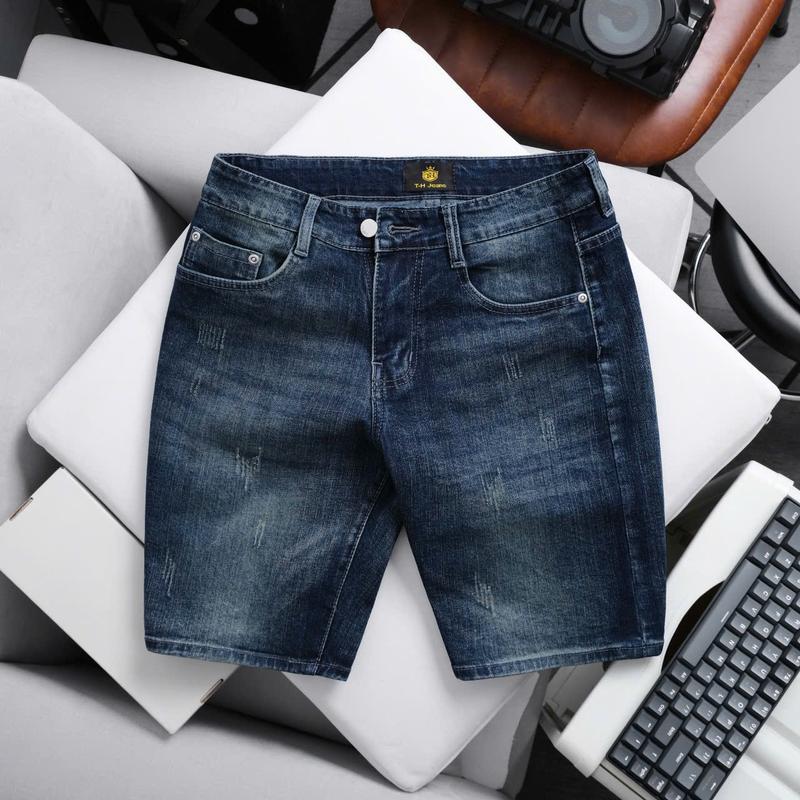 [TH-116] Quần Short Jean Nam Cao Cấp,Phom Ngang Gối,Màu Xanh Đá Wash Nhẹ Cào Xước Freeship Vải Denim Chất Liệu Mềm Mại Co Giãn Tốt Phong Cách Đơn Giản Thời Trang - TH JEAN