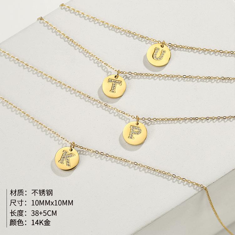 Product Introduction of European and American Fashion Personalized Pendant 26 Letters Stainless Steel Clavicle Chain Necklace 7